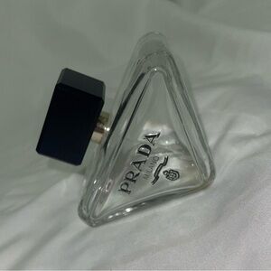 Prada Triangular Clear Glass Bottle with Black Cap